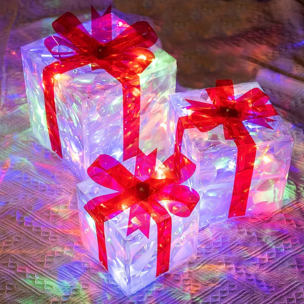3pcs Christmas Lighted Gift Boxes